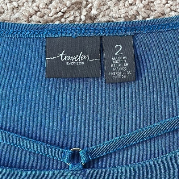 CHICO'S Travelers Blue Boatneck Top | 2 - Picture 6 of 6